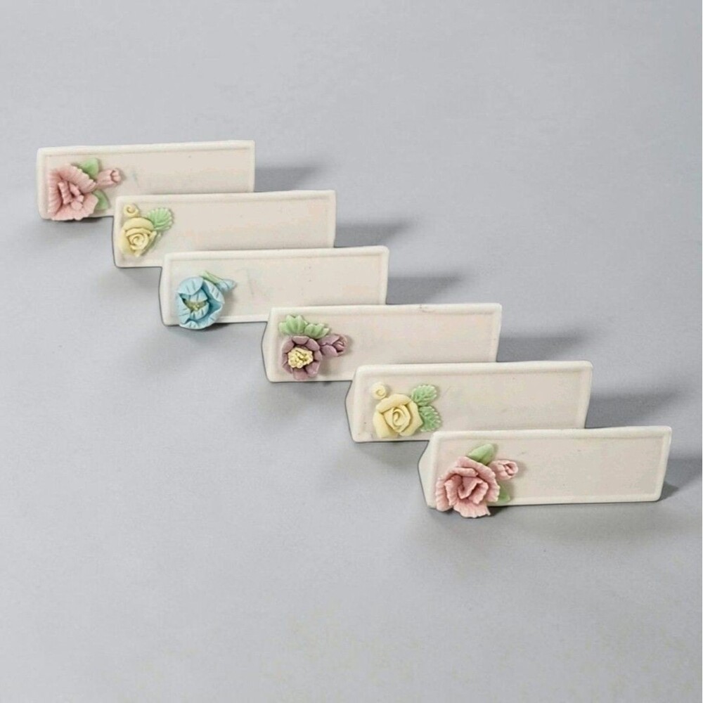 Ardalt Japan Porcelain Floral Place Card Holders Set of 6 Vintage MCM Wedding